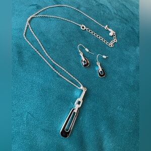 Elegant Silver and Black Jewelry Set